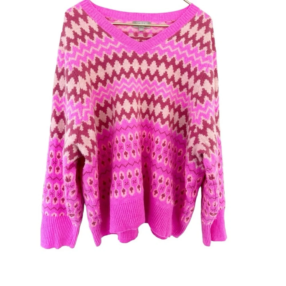 J. Crew • Cashmere Cropped Fair Isle V-neck Sweater - Picture 14 of 15